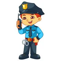 Цветной пример раскраски мальчик полицейский профессия