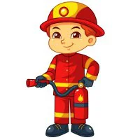 Цветной пример раскраски мальчик пожарный профессия