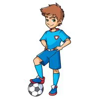 Цветной вариант раскраски парень футболист - летний вид спорта