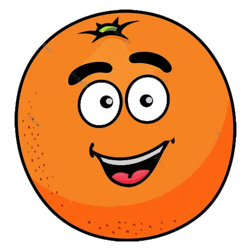 Цветной вариант раскраски апельсин с лицом