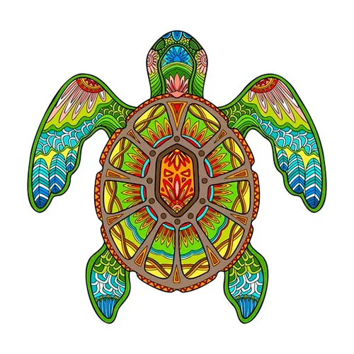Цветной пример раскраски арт черепаха