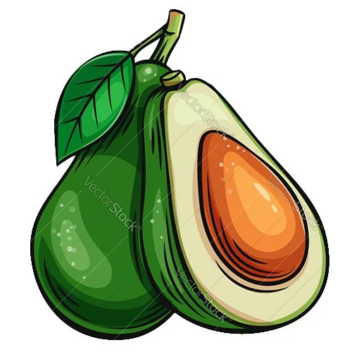 Цветной вариант раскраски авокадо с надписью