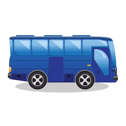 Цветной вариант раскраски автобус с большими окнами