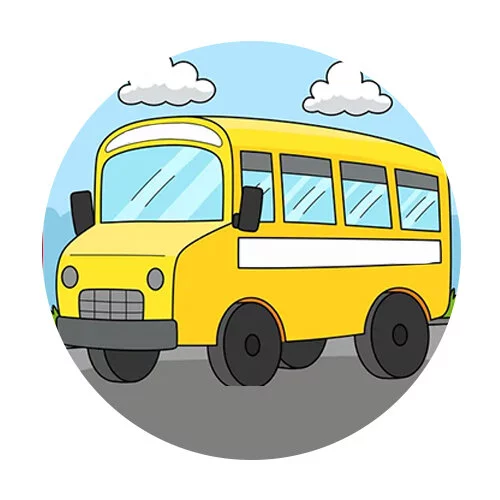 Цветной вариант раскраски автобус школьный