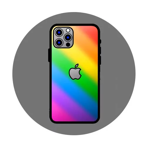 Цветной пример раскраски айфон с яблочком