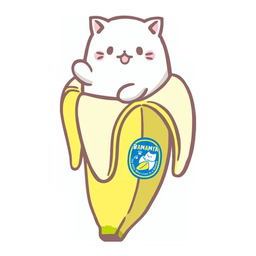 Цветной вариант раскраски банан-котик