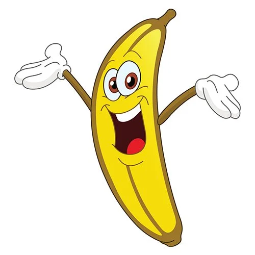 Цветной пример раскраски банан счастливый