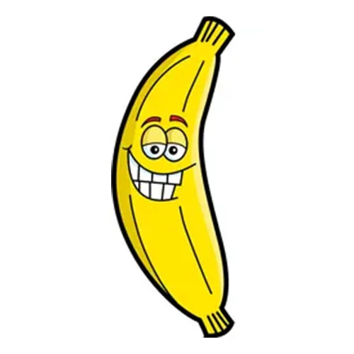 Цветной пример раскраски банан улыбается с глазками