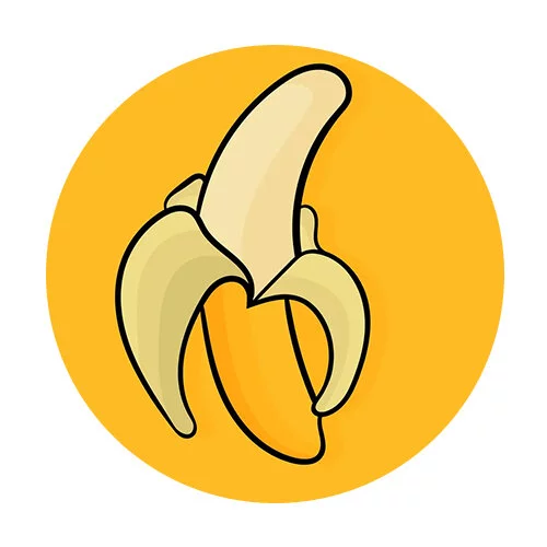 Цветной вариант раскраски банан вид сбоку