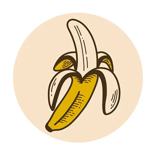 Цветной вариант раскраски бананчик чищенный