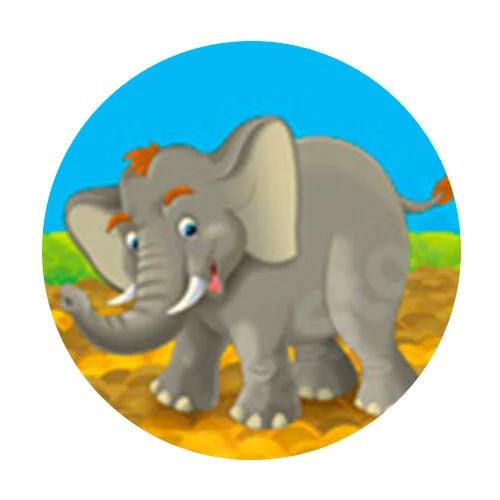 Цветной пример раскраски большой слон папа