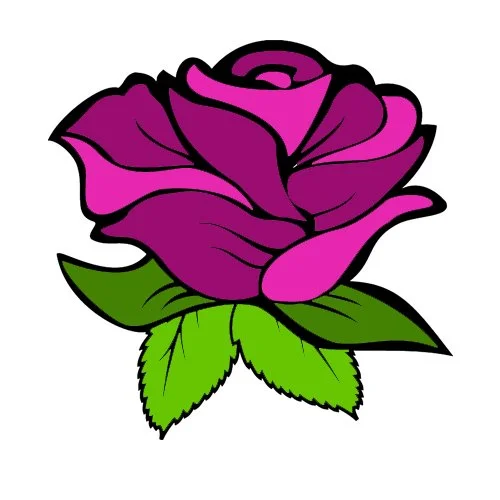 Цветной пример раскраски бутон розы