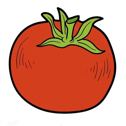 Цветной вариант раскраски целый настоящий помидор