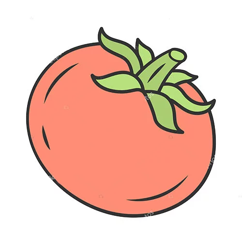 Цветной вариант раскраски целый спелый томат