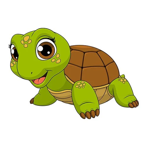 Цветной пример раскраски черепаха улыбака