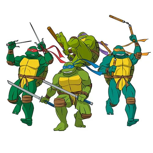 Цветной вариант раскраски четыре бойца черепашки-ниндзя