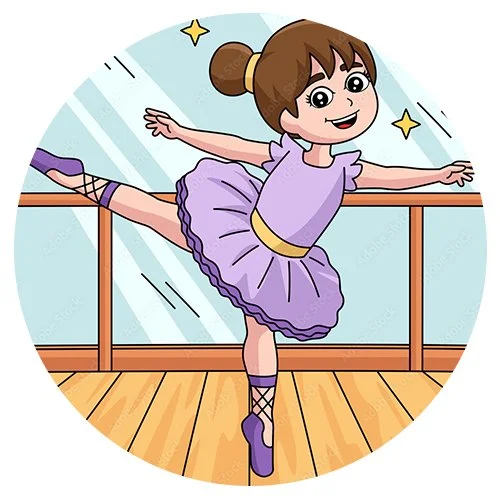 Цветной пример раскраски девочка маленькая балерина