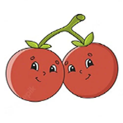 Цветной вариант раскраски две помидоры на ветке