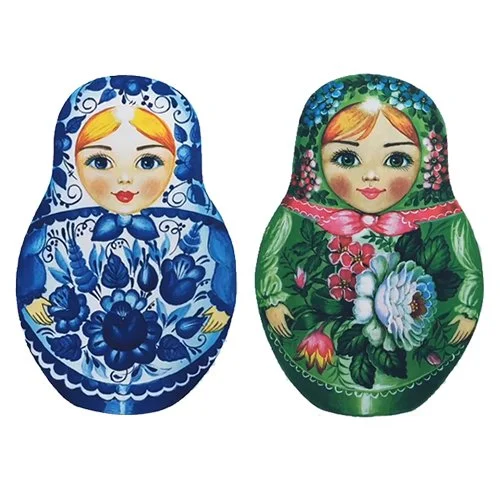 Цветной вариант раскраски две русских матрешки