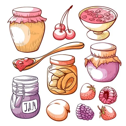 Цветной вариант раскраски еда из ягод