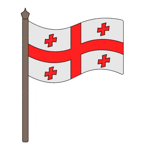 Цветной пример раскраски флаг грузии