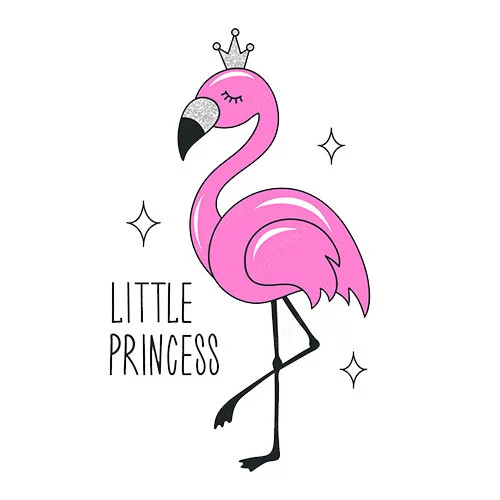 Цветной пример раскраски фламинго принцесса