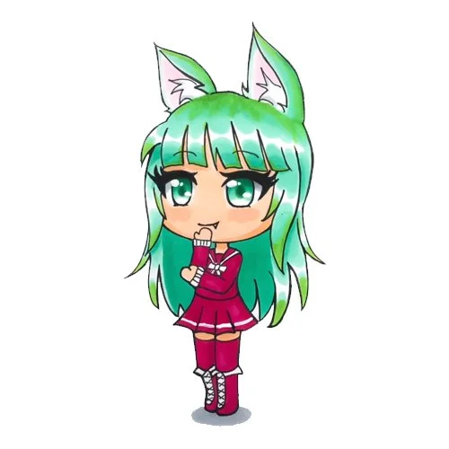 Цветной вариант раскраски гача лайф аниме персонаж с ушками