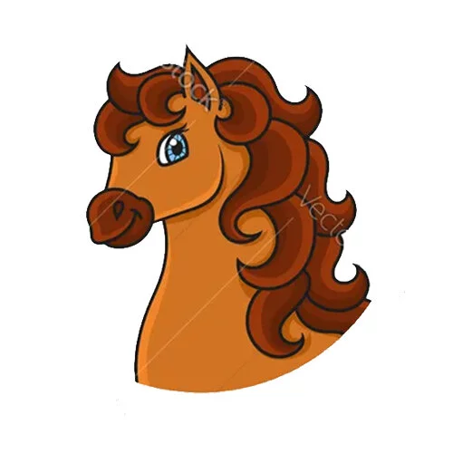 Цветной пример раскраски голова лошадки