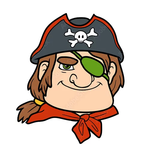 Цветной пример раскраски голова пирата
