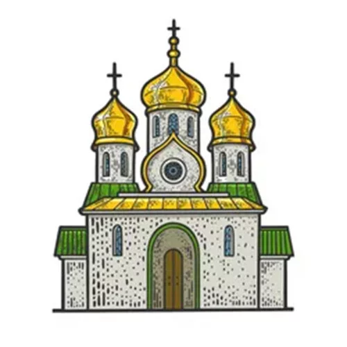 Цветной пример раскраски храм русский