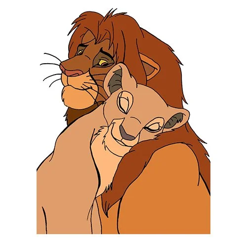Цветной вариант раскраски король лев любовь муфаса и сараби