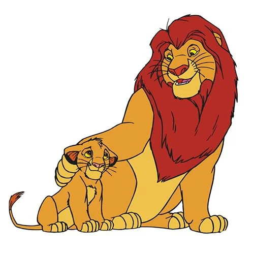 Цветной вариант раскраски король лев муфаса и симба