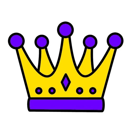 Цветной пример раскраски корона с бриллиантами