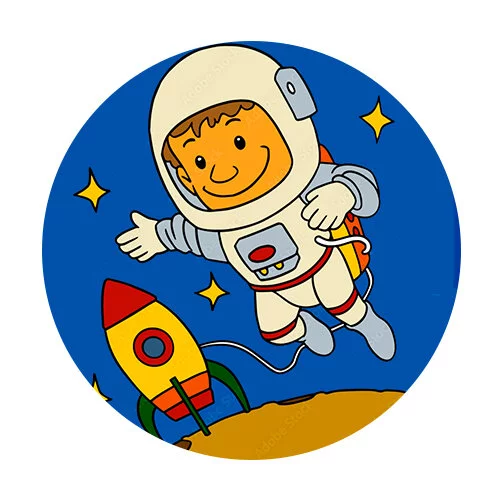 Цветной пример раскраски космонавт прилетел на луну