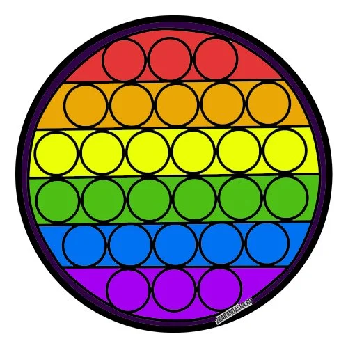 Цветной пример раскраски круглый поп-ит