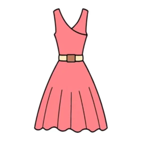 Цветной вариант раскраски летнее платье