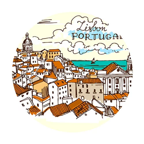 Цветной вариант раскраски лиссабон в португалии