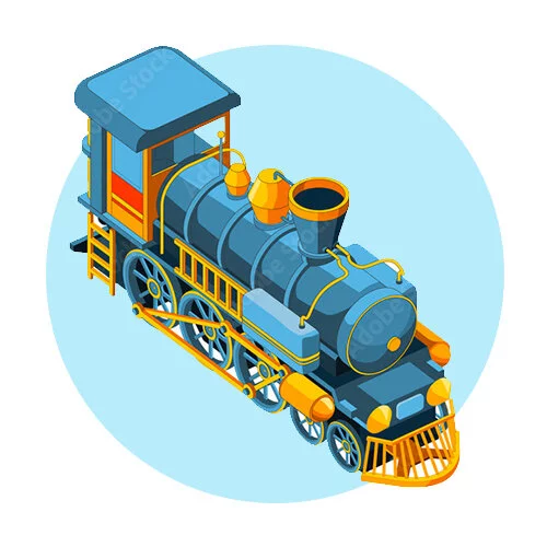 Цветной пример раскраски локомотив паровоза
