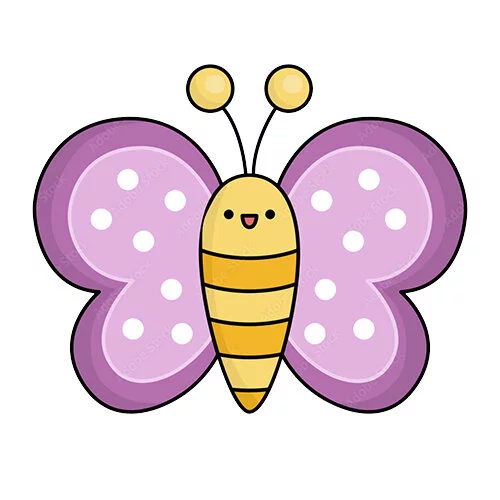 Цветной пример раскраски маленькая бабочка