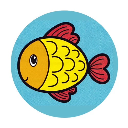 Цветной вариант раскраски маленькая рыбка для малышей