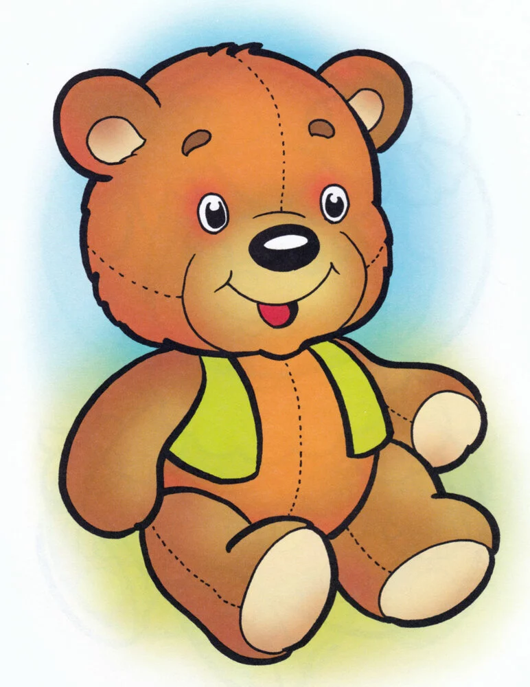 Цветной пример раскраски медведь плюшевый