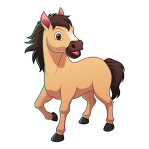 Цветной вариант раскраски молодой конь лошадь