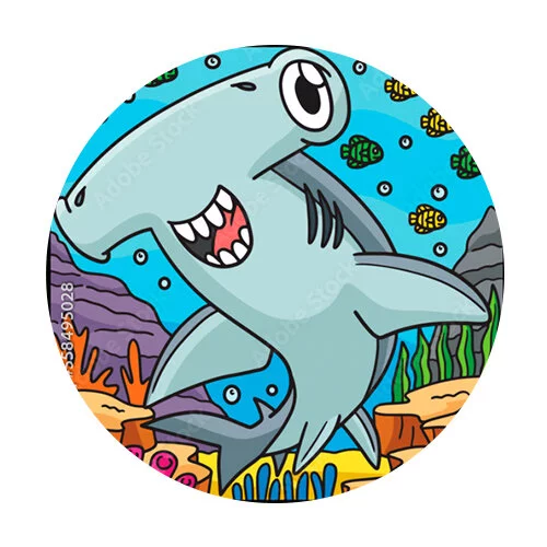 Цветной пример раскраски молотоголовая акула