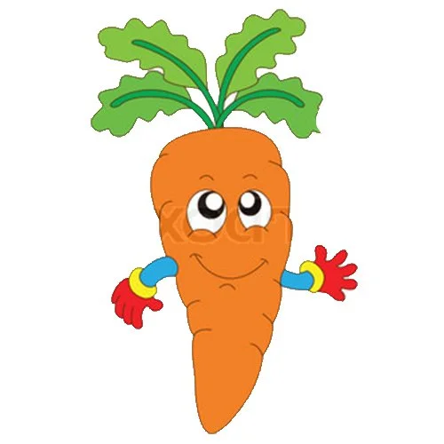Цветной вариант раскраски морковка с глазами