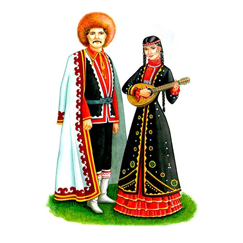 Цветной пример раскраски национальный костюм башкиры