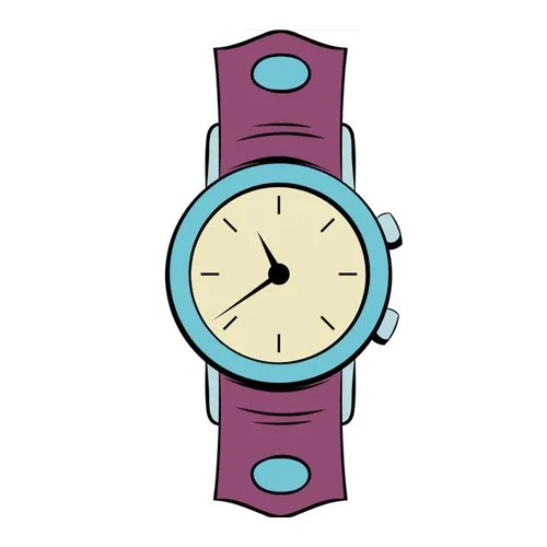 Цветной пример раскраски наручные часы с ремнем