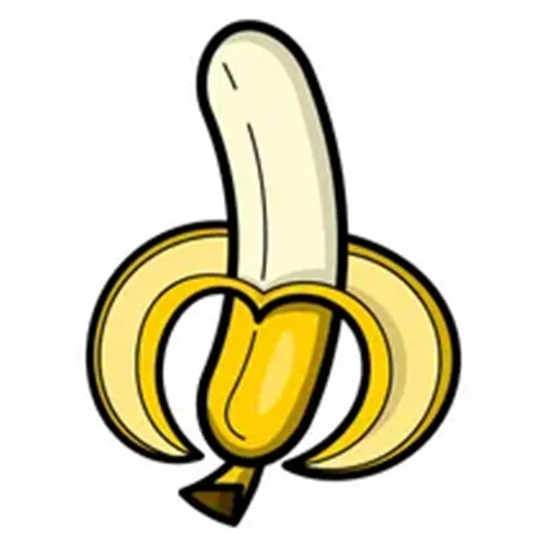 Цветной вариант раскраски один банан чищенный
