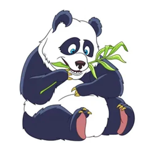 Цветной пример раскраски панда ест бамбук