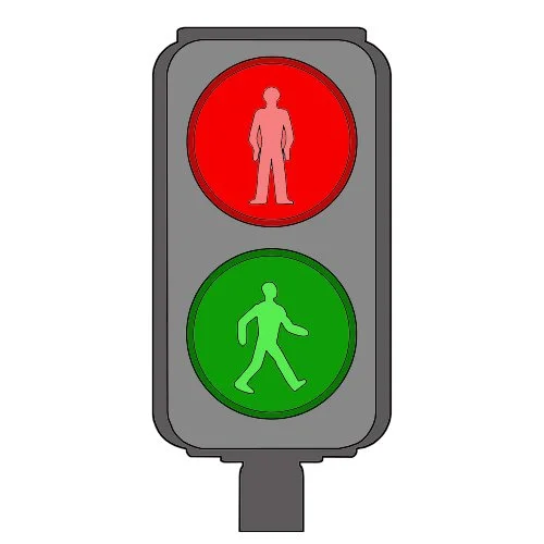 Цветной пример раскраски пешеходный светофор
