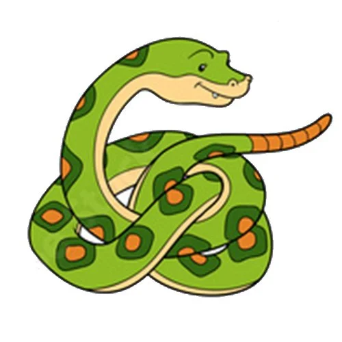 Цветной вариант раскраски питон змея